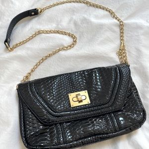 Steve Madden Croc Embossed Patent Leather Shoulder Chain or Clutch Bag